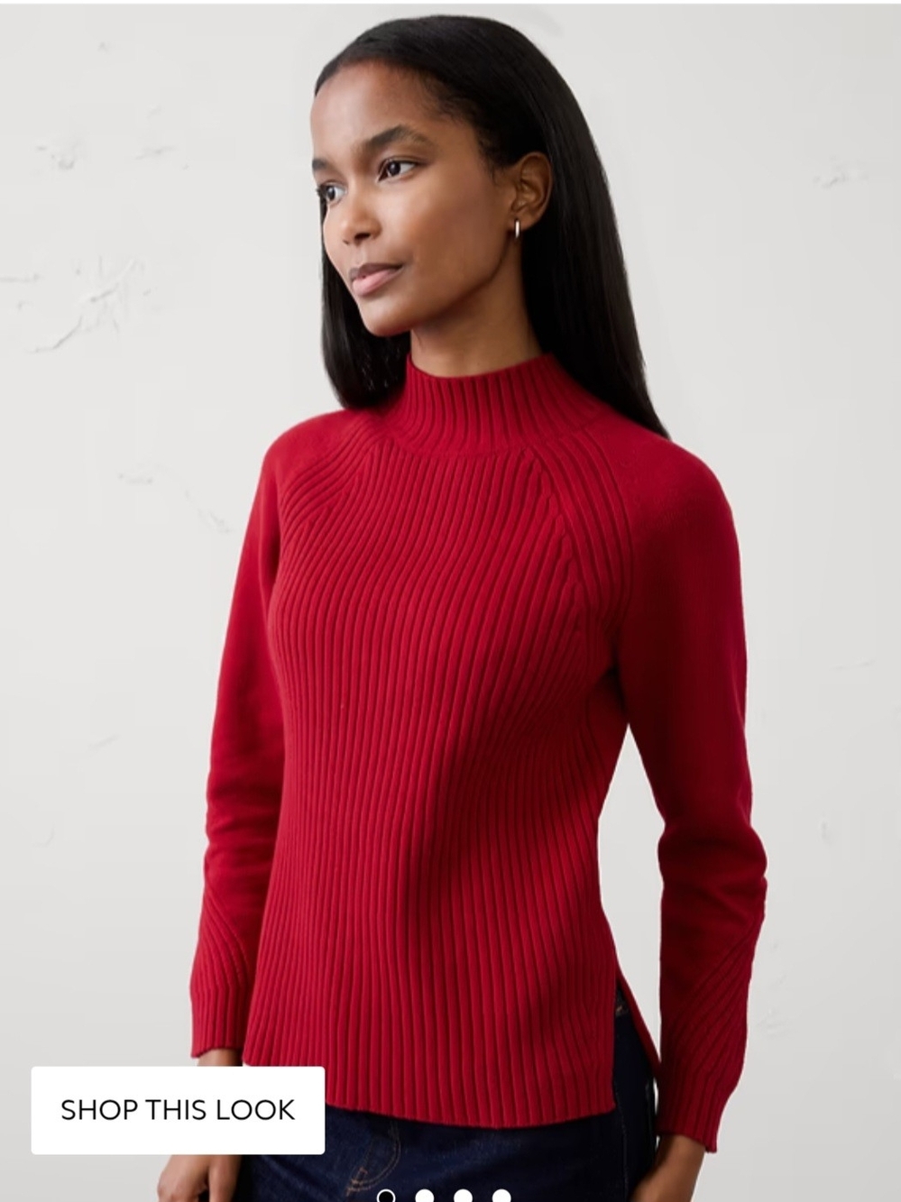 Banana Republic Ribbed Mock-Neck Sweater - Red Size M NWT